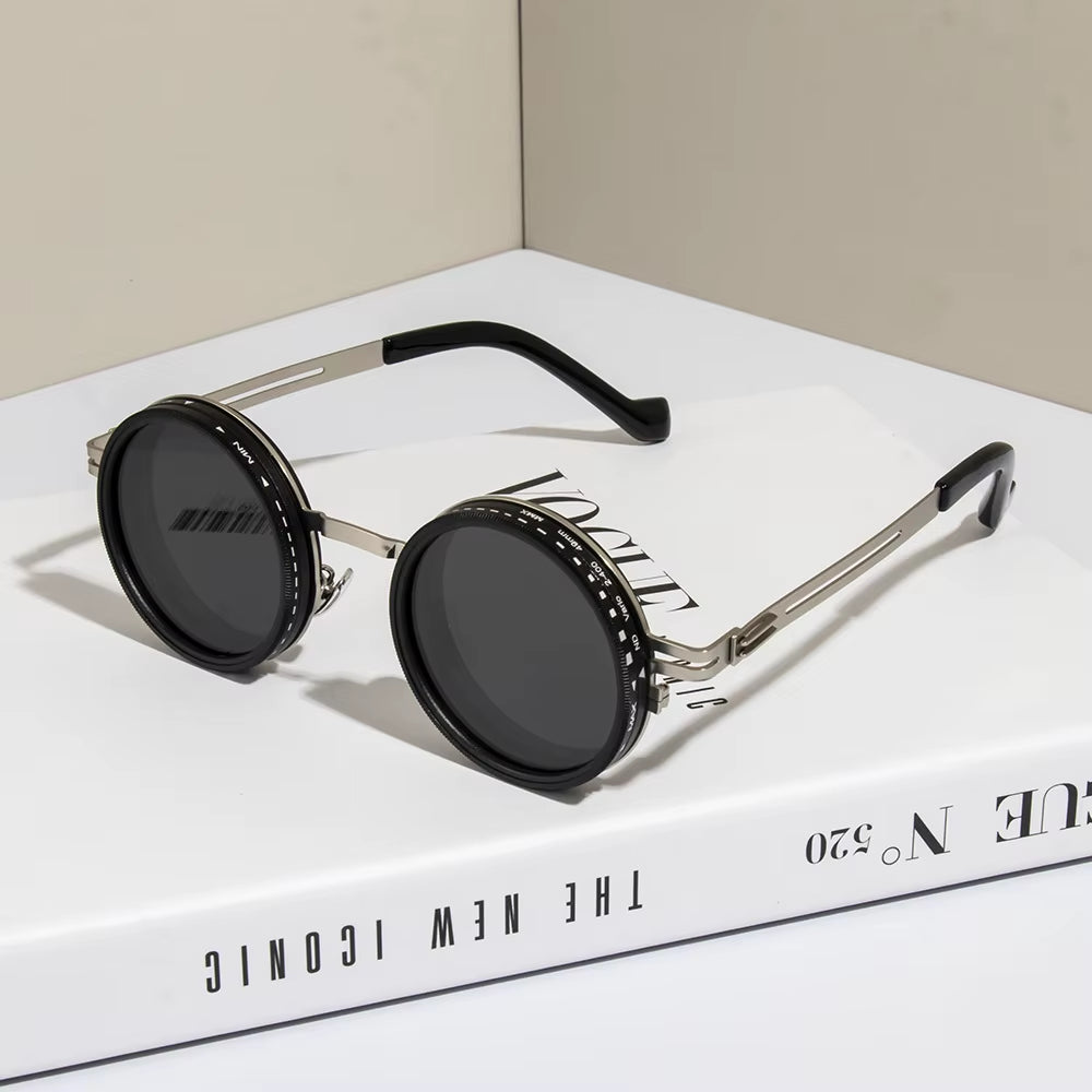 Polarized round Sunglasses ND9 Adjustable Dimming Sun Glasses Men Women Retro Punk Men'S Fishing Eyeglasses Outdoor Shades UV400