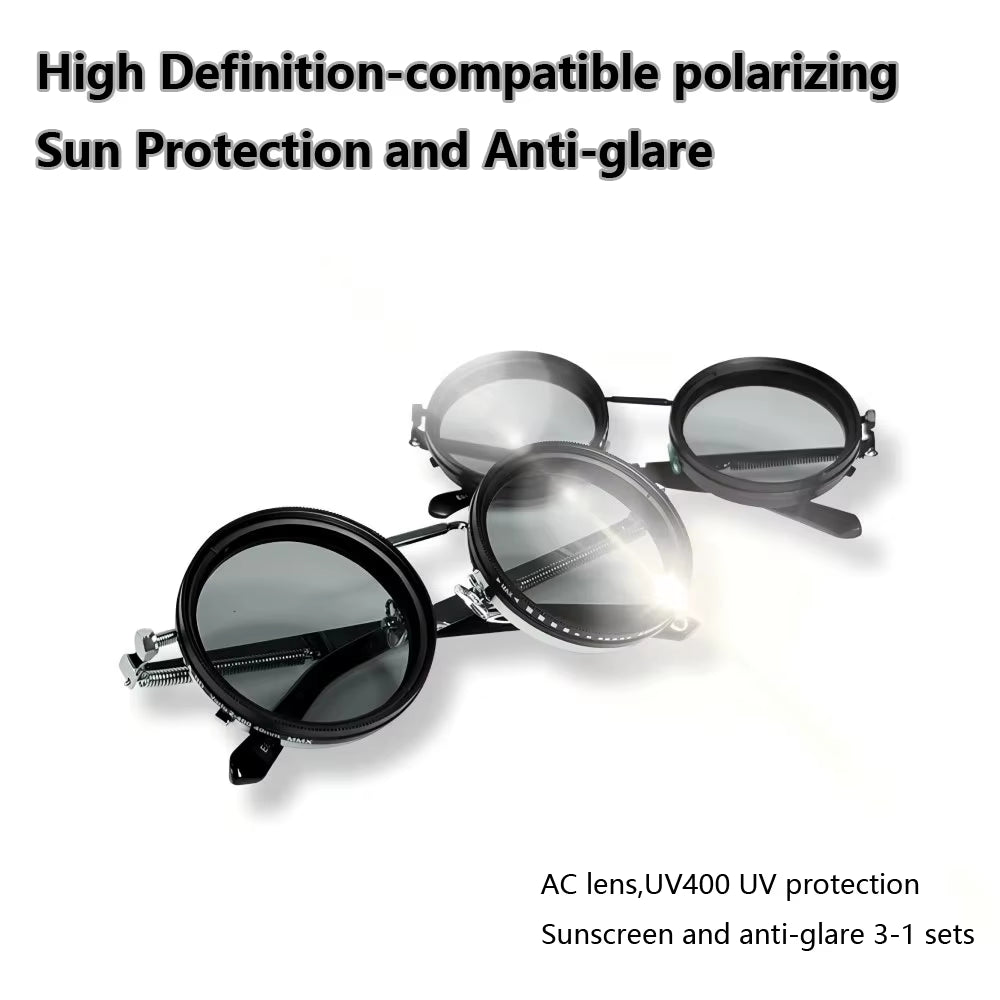 Polarized round Sunglasses ND9 Adjustable Dimming Sun Glasses Men Women Retro Punk Men'S Fishing Eyeglasses Outdoor Shades UV400