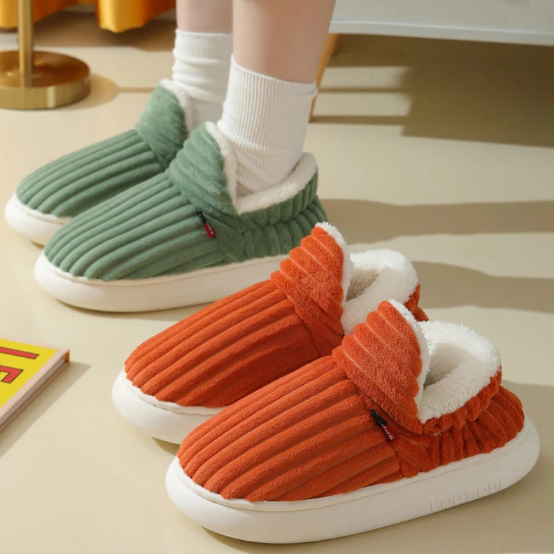 New Fur Slippers for Women Men Winter Furry Fashion Warm Ankles Plush Cozy Slides for Home Indoor Soft Sole Cotton Shoes