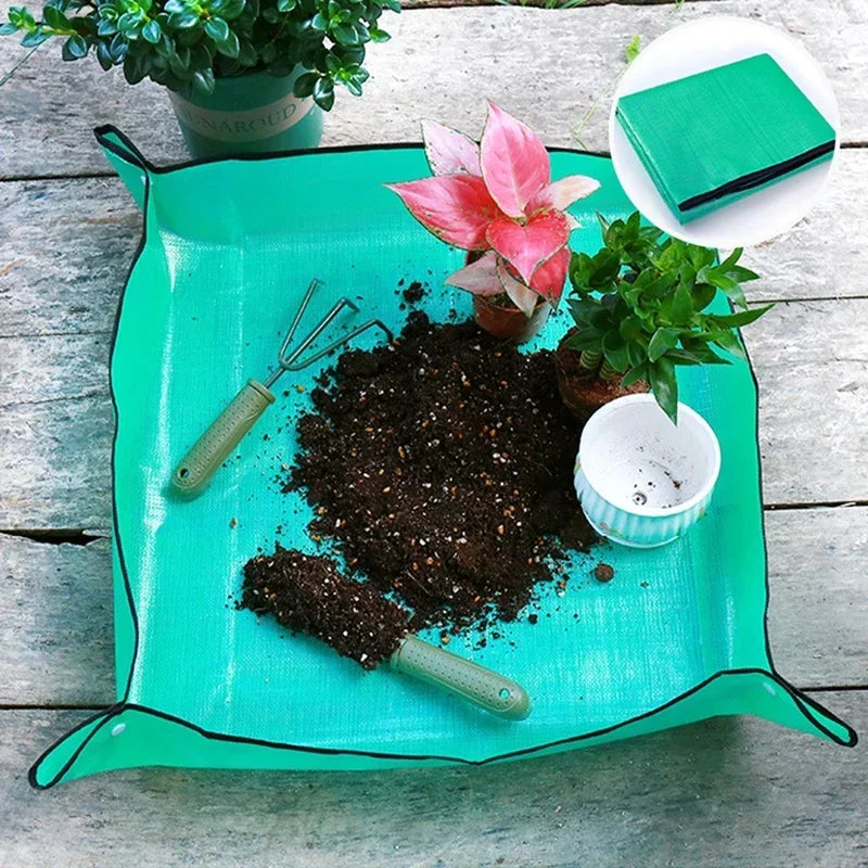 Gardening Mat PE Square Plant Pad Waterproof for Transplanting Flower Pots Potting Mat Foldable Garden Repotting Anti-Dirty Tarp
