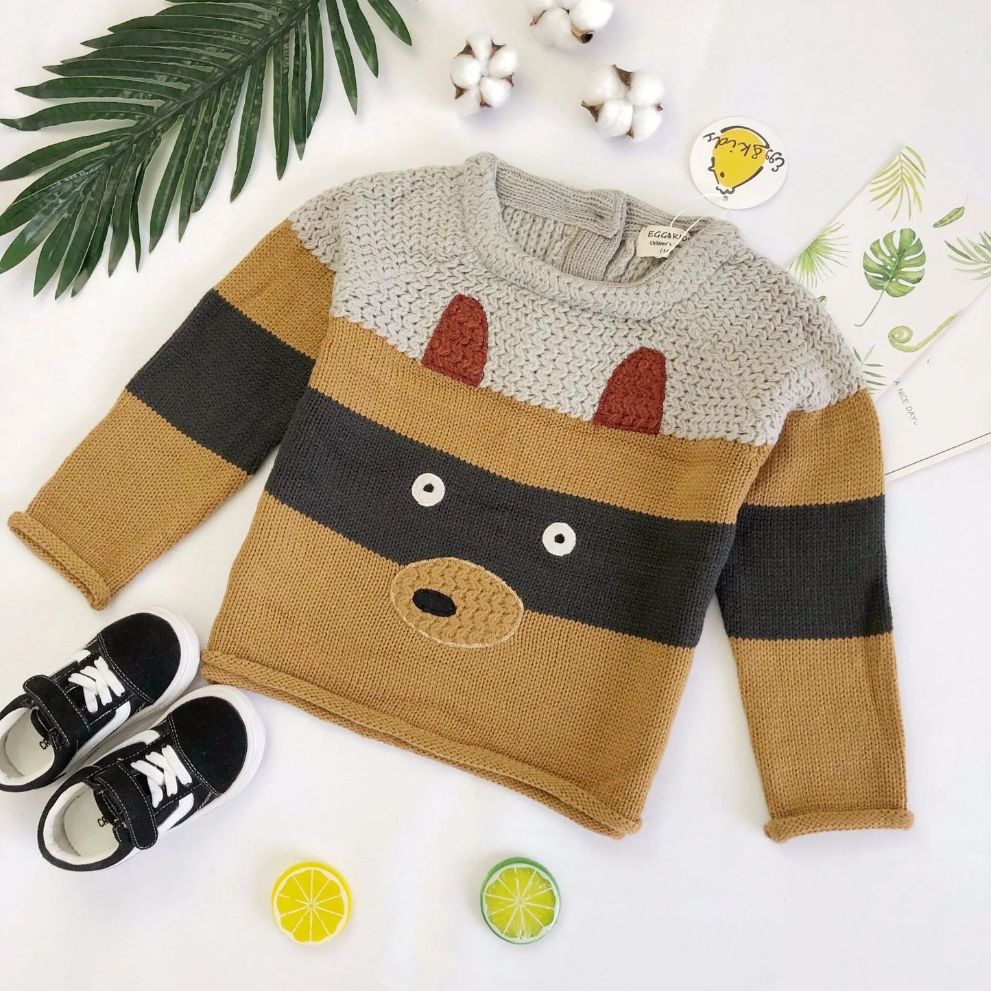 Autumn Winter Children Sweaters Baby Boy Girls Cotton Wool Sweater Cartoon Animal Tops Clothes