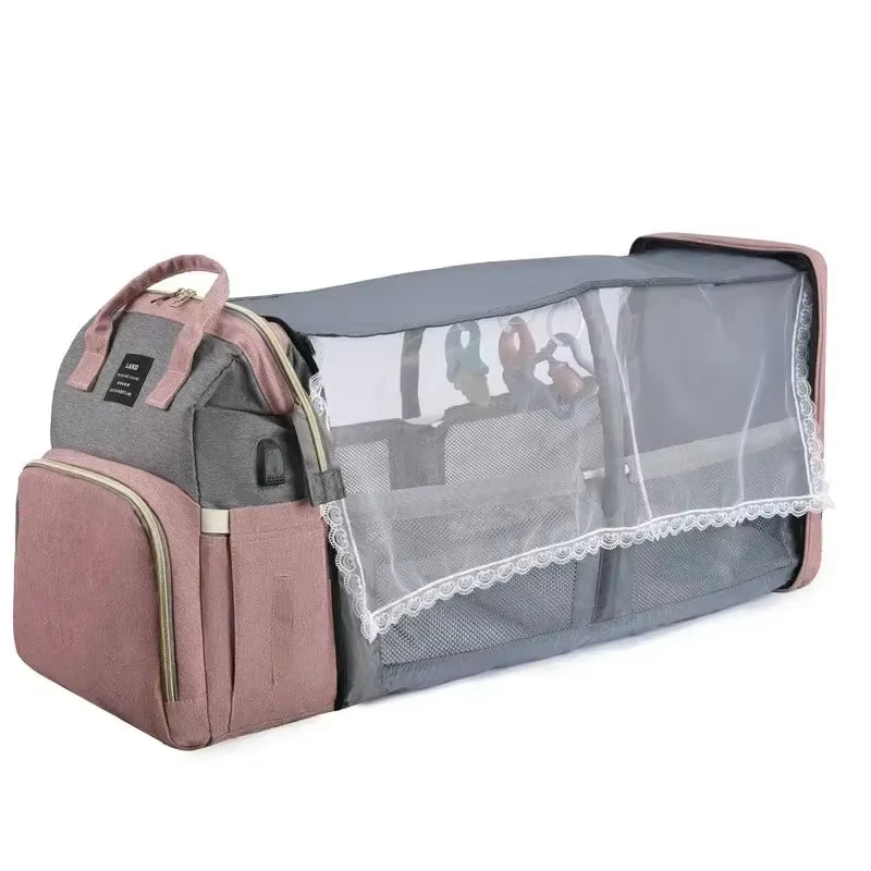 Folding Mommy Bag Portable Folding Crib Bed Large-Capacity Baby Backpack Female Mommy Outting Bag Activity Diaper Bag Nappy Bags