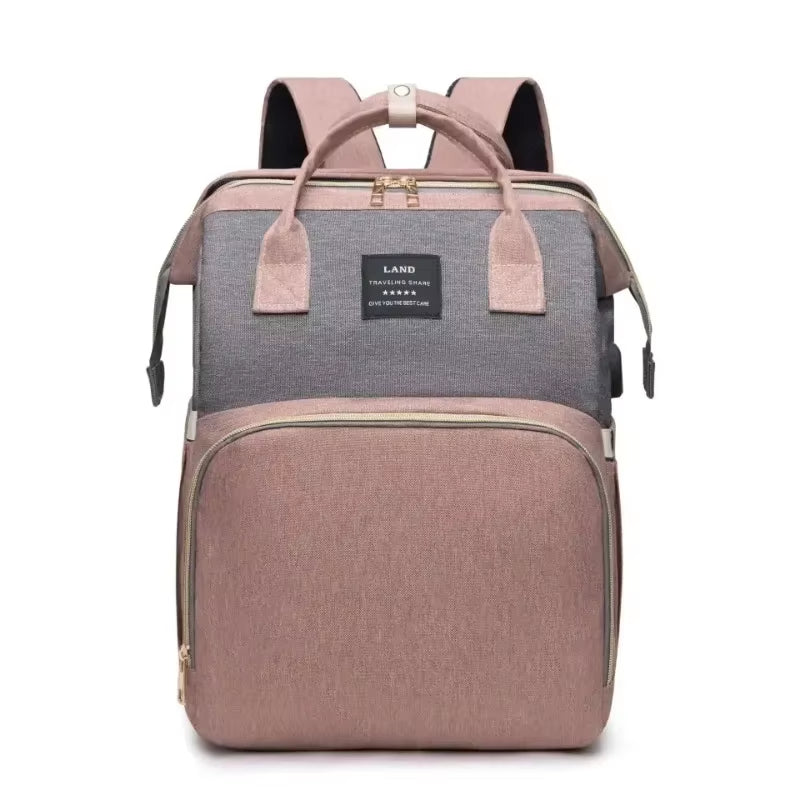 Folding Mommy Bag Portable Folding Crib Bed Large-Capacity Baby Backpack Female Mommy Outting Bag Activity Diaper Bag Nappy Bags