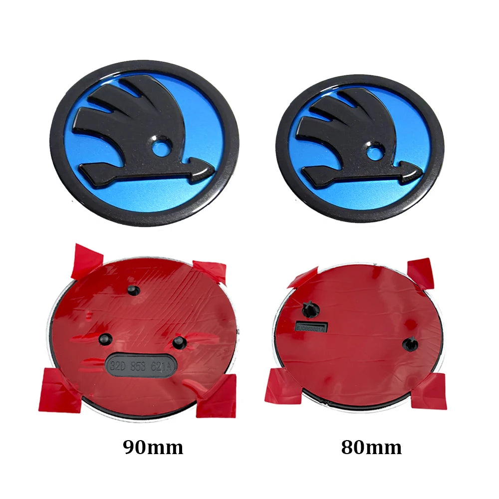 2Pcs 80Mm 90Mm Emblem for Fabia 1 2 Octavia A7 RS Superb Rapid Yeti Karoq Vision Car Head Front Rear Boot Tailgate Sticker