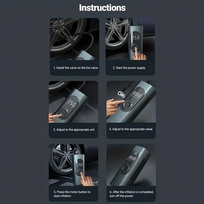Multifunctional Intelligent Inflator Pump Wireless Smart Digital Display Tire Pump Portable Car Air Compressor, for Motorcycle B