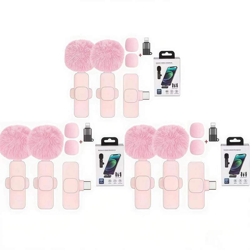 USB-C Mini Wireless Lavalier Microphone for Iphone 16, Ios & Android – Noise Cancelling Clip-On Mic for Recording, Videos, Tiktok, Youtube, Vlog – Plug & Play (Pink)