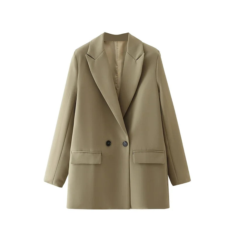 TRAF Blazer Woman Black Beige Khaki Blue Green Gray Women Coat Fashion Office Wear Women'S Blazers Jacket Outerwears 2024