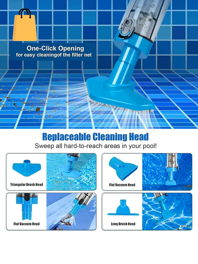 3 in 1 Cordless Rechargeable Pool Vacuum Cleaner Handheld Pool Cleaner Suitable for Spa Center Bathtub Sand Debris