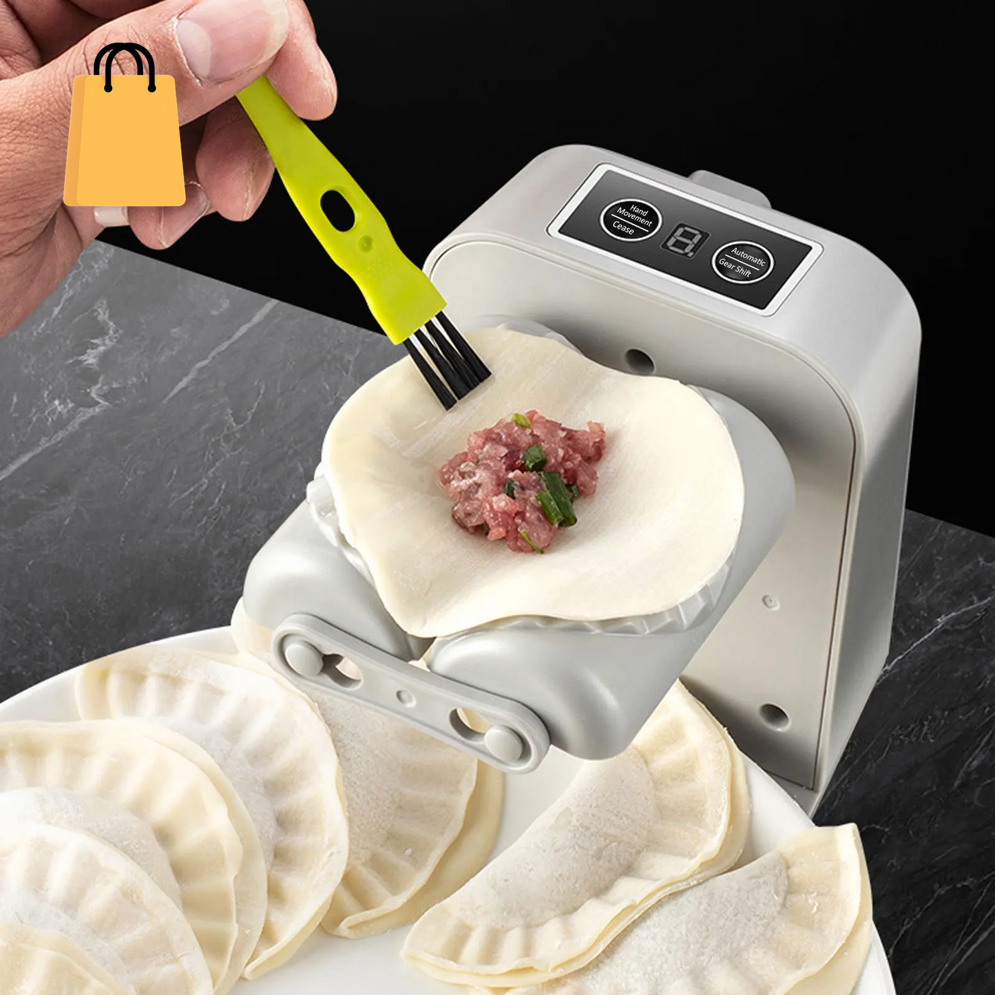 Electric Dumpling Maker 1200Mah Rechargeable Automatic Dumpling Maker with Filling Spoon Brush 2 Modes Efficient Dumpling Maker