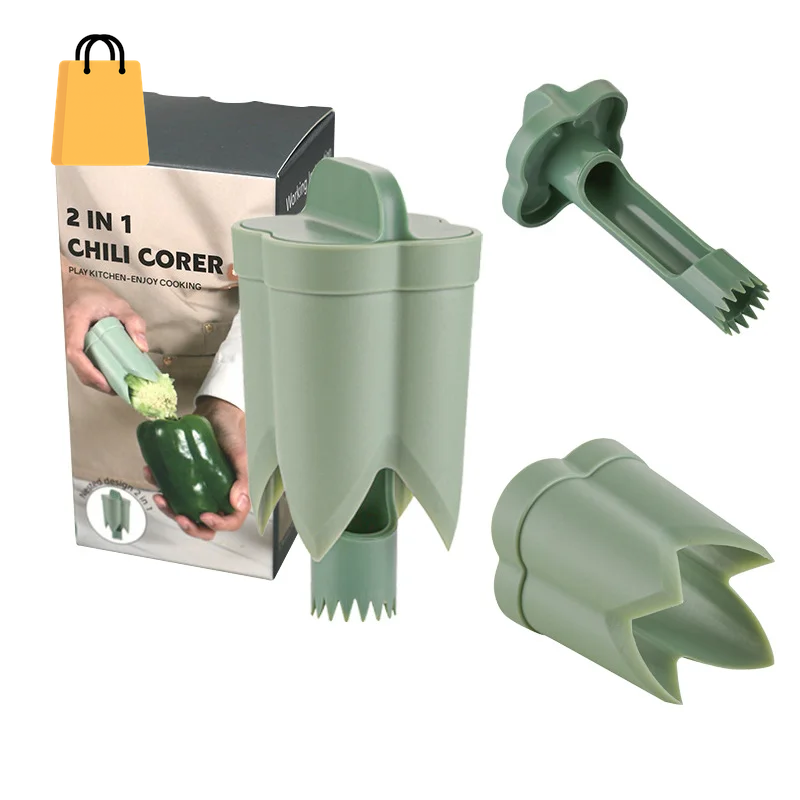 Pepper Seed Corer Remover Upgraded 2-In-1 Bell Pepper Cutter Deseeder Effortlessly Streamline Your Kitchen Prep for Faster Meal