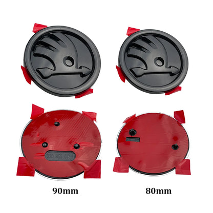 2Pcs 80Mm 90Mm Emblem for  Fabia 1 2 Octavia A7 RS Superb Rapid Yeti Karoq Vision Car Head Front Rear Boot Tailgate Sticker