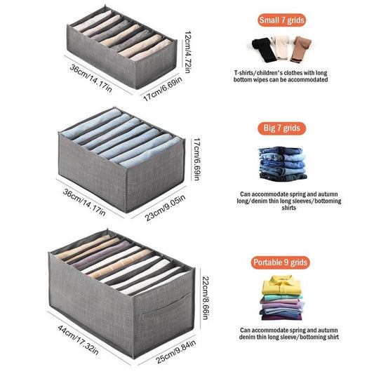 Multi Compartment Clothes Organizing Storage Box, 1 Count Non-Woven Fabric Jeans Storage Box for Dressers Drawer, Space-Saving Clothes & Underwear Storage Box, Closet Organizer, Home Wardrobe Drawer Organizer