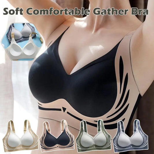 Super Gather Wireless Push-Up Bra Women Gathered up Soft Support Adjustable Underwear Anti-Sagging Seamless Lift-Up Bra