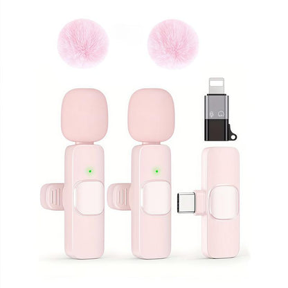 USB-C Mini Wireless Lavalier Microphone for Iphone 16, Ios & Android – Noise Cancelling Clip-On Mic for Recording, Videos, Tiktok, Youtube, Vlog – Plug & Play (Pink)