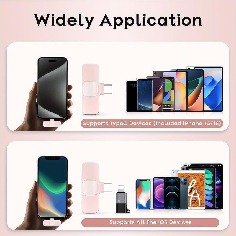 USB-C Mini Wireless Lavalier Microphone for Iphone 16, Ios & Android – Noise Cancelling Clip-On Mic for Recording, Videos, Tiktok, Youtube, Vlog – Plug & Play (Pink)