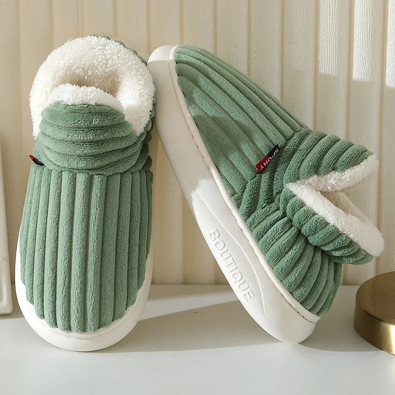 New Fur Slippers for Women Men Winter Furry Fashion Warm Ankles Plush Cozy Slides for Home Indoor Soft Sole Cotton Shoes