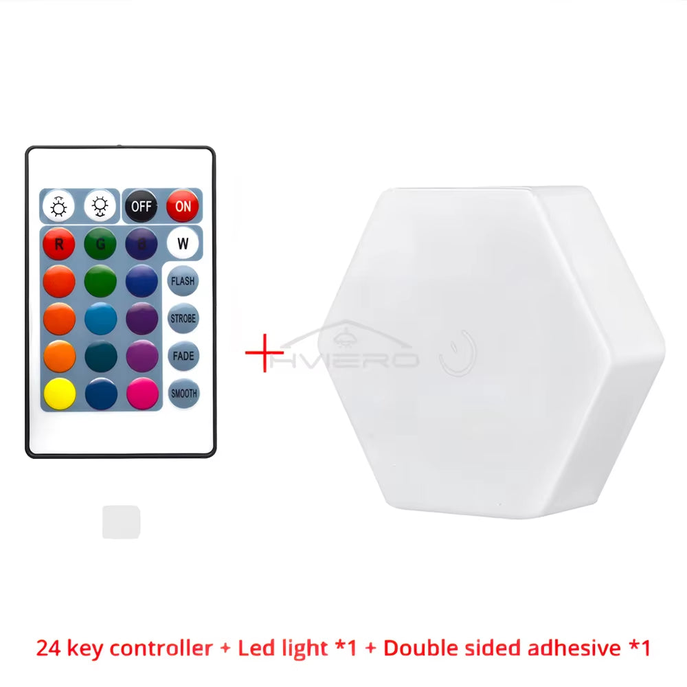 RGB Led Wall Light Hexagon Honeycomb Lamps Room Decoration Touch Sensor Night Lights Modern Bedroom Ambient Lamp Remote Control