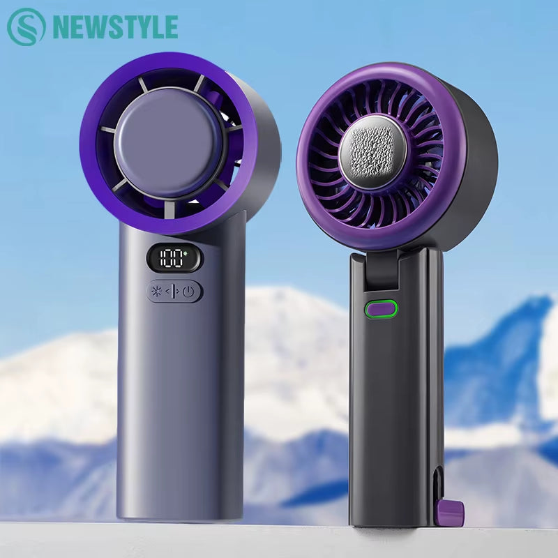New Handheld Portable Fan 100 Wind Speeds Adjustable Refrigeration Mini Turbo Fan Long-Lasting High Speed Cold Compress Fan