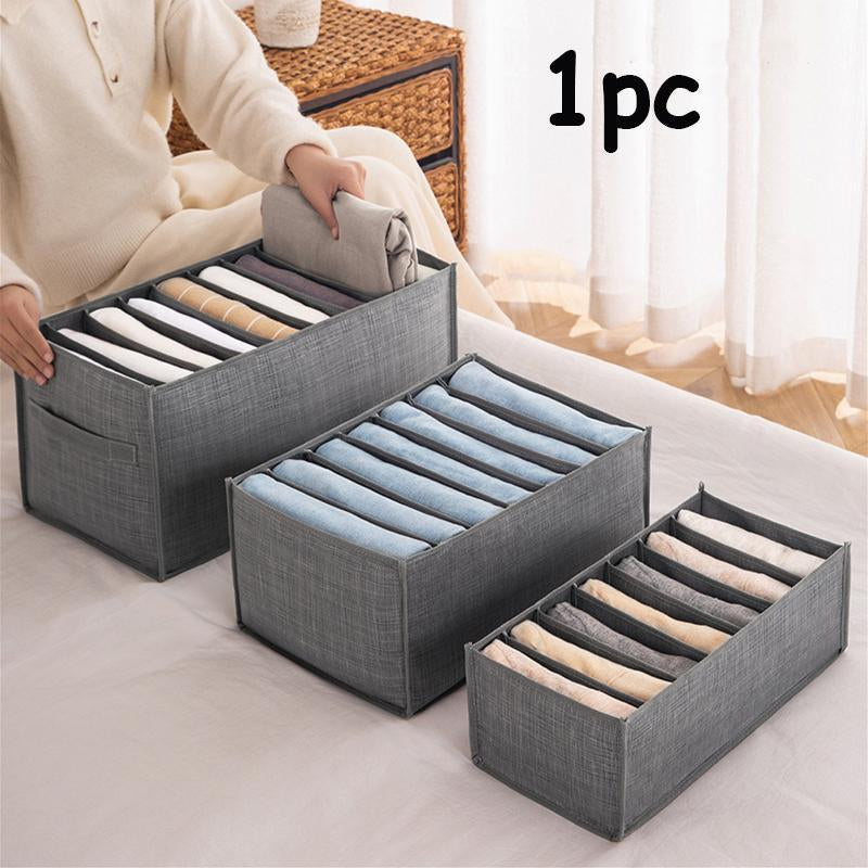 Multi Compartment Clothes Organizing Storage Box, 1 Count Non-Woven Fabric Jeans Storage Box for Dressers Drawer, Space-Saving Clothes & Underwear Storage Box, Closet Organizer, Home Wardrobe Drawer Organizer