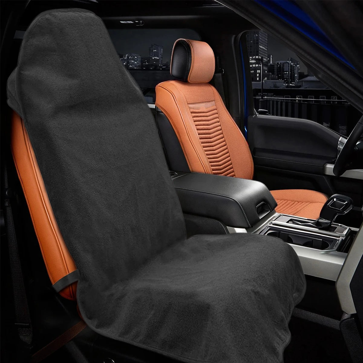 Car Universal Seat Towel Cover Adjustable Waterproof Protector Elastic Strap Non-Slip Breathable Front Rear Chair Cover