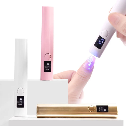 Handheld Portable Mini Nail Dryer Lamp UV LED Nail Light for Curing All Nail Gel USB Rechargeable Nail Art Tool Home Travel Use