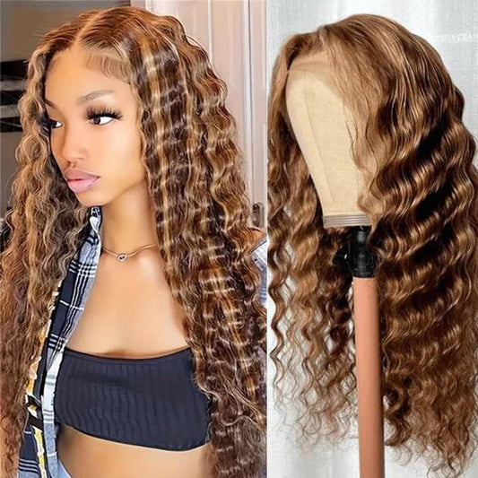 [Grab This] UVEOUS Wear and Go Glueless Wigs Human Hair Pre Cut Honey Blonde Highlight Deep Wave Wig Human Hair 5X5 HD Lace Front Wigs 180% Density Pre Plucked Wavy Textured