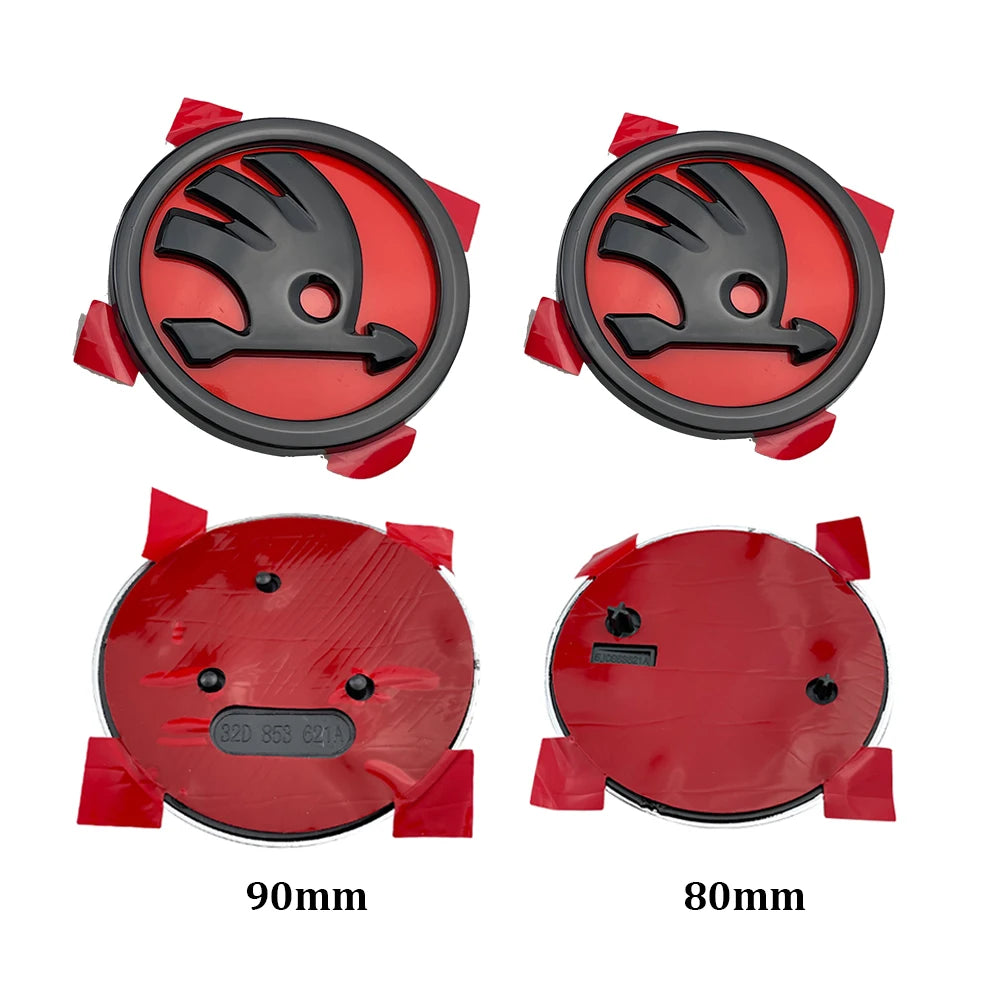 2Pcs 80Mm 90Mm Emblem for  Fabia 1 2 Octavia A7 RS Superb Rapid Yeti Karoq Vision Car Head Front Rear Boot Tailgate Sticker