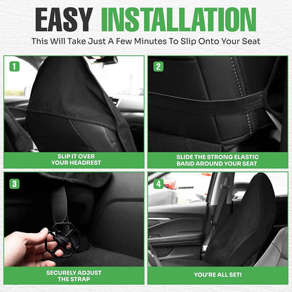 Car Universal Seat Towel Cover Adjustable Waterproof Protector Elastic Strap Non-Slip Breathable Front Rear Chair Cover