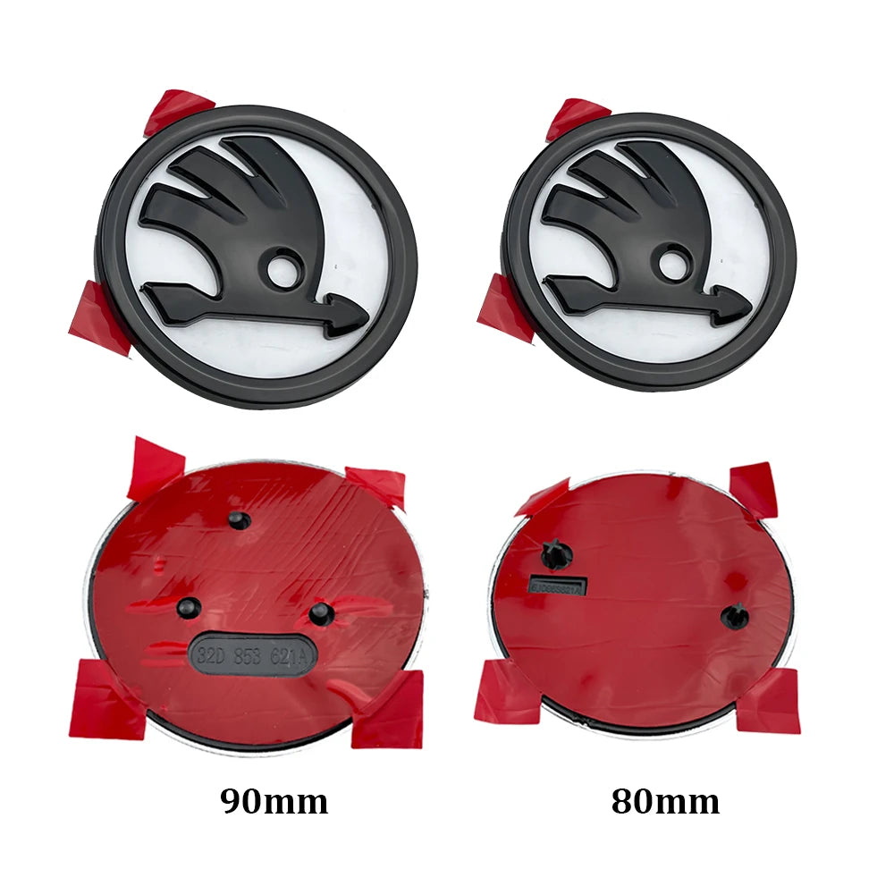 2Pcs 80Mm 90Mm Emblem for  Fabia 1 2 Octavia A7 RS Superb Rapid Yeti Karoq Vision Car Head Front Rear Boot Tailgate Sticker