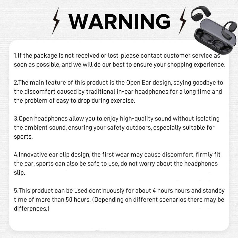 Enfun Wireless Earbuds Open Headphones, Long Play Back Earphones in Ear Waterproof with Microphone LED Display for Sports Running Earbuds