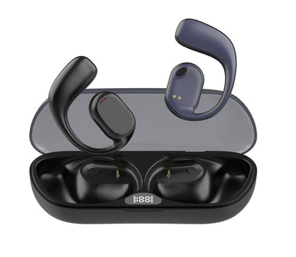 Enfun Wireless Earbuds Open Headphones, Long Play Back Earphones in Ear Waterproof with Microphone LED Display for Sports Running Earbuds