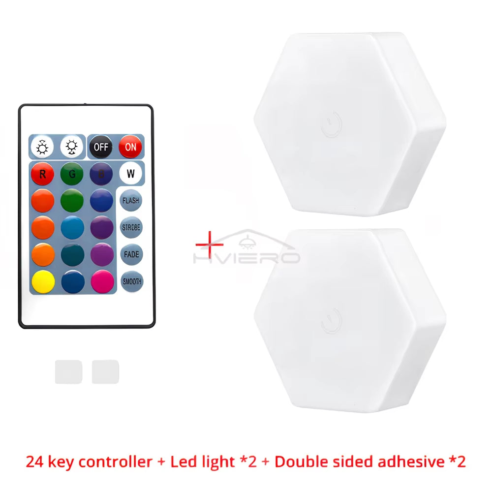 RGB Led Wall Light Hexagon Honeycomb Lamps Room Decoration Touch Sensor Night Lights Modern Bedroom Ambient Lamp Remote Control