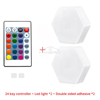 RGB Led Wall Light Hexagon Honeycomb Lamps Room Decoration Touch Sensor Night Lights Modern Bedroom Ambient Lamp Remote Control