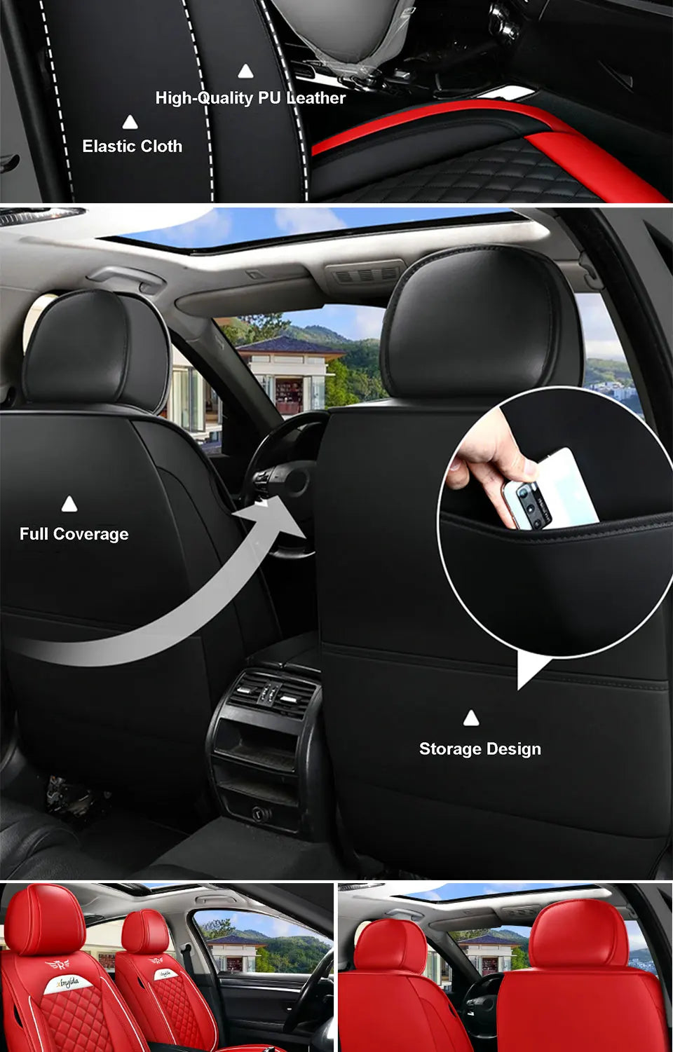 Leather Car Seat Cover Sets for Renault Megane Duster Captur Clio Laguna Kadjar Scenic Koleos Fluence Auto Interior Accessories