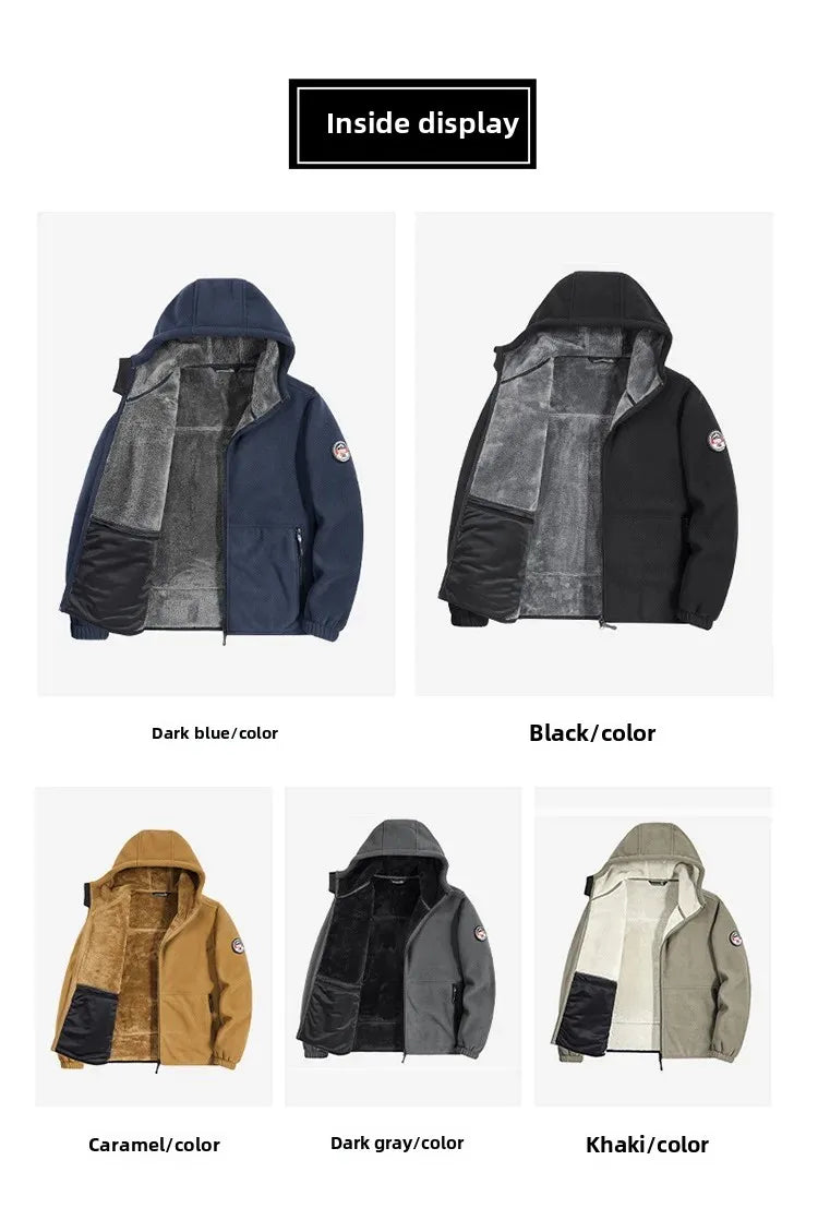 Autumn/Winter Men'S New Fleece-Lined Jacket Inner Lining Fleece-Lined Double Warm Loose Fit Men'S Jacket23