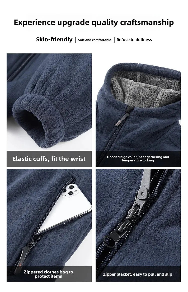 Autumn/Winter Men'S New Fleece-Lined Jacket Inner Lining Fleece-Lined Double Warm Loose Fit Men'S Jacket23