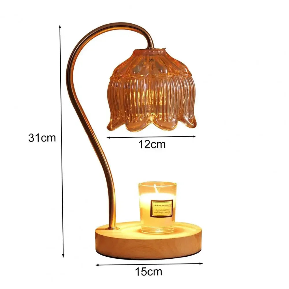 Candle Warmer Lamp Nightstand Lamp Dimmable/ Timer Aromatherapy Lamp without Fire High Quality Glass Lamp Shade