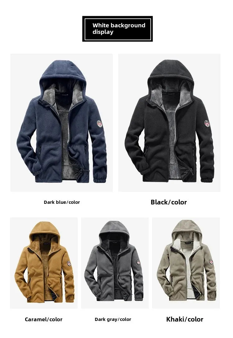 Autumn/Winter Men'S New Fleece-Lined Jacket Inner Lining Fleece-Lined Double Warm Loose Fit Men'S Jacket23