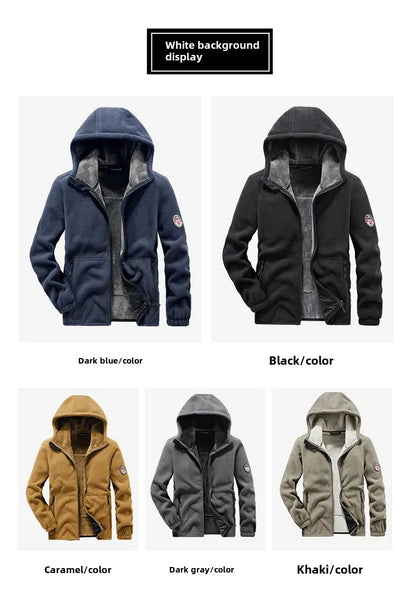Autumn/Winter Men'S New Fleece-Lined Jacket Inner Lining Fleece-Lined Double Warm Loose Fit Men'S Jacket23