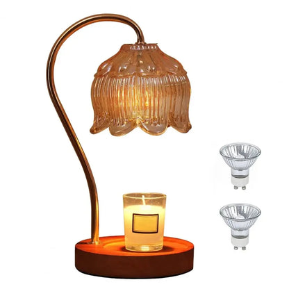 Candle Warmer Lamp Nightstand Lamp Dimmable/ Timer Aromatherapy Lamp without Fire High Quality Glass Lamp Shade