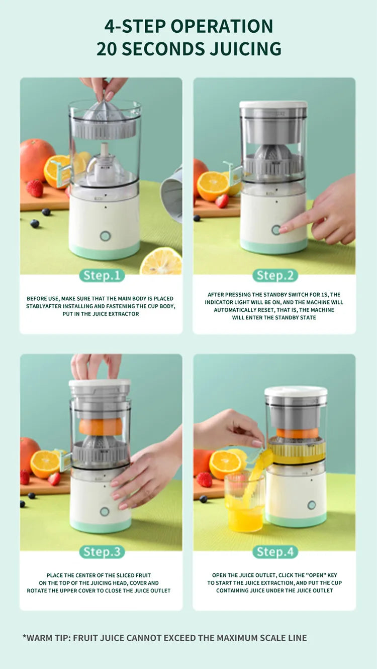 Wireless Juicer Automatic Orange Lemon Juicer USB Charge Juice Separator Portable Fruit Extractor Squeezer Pressure Juicers