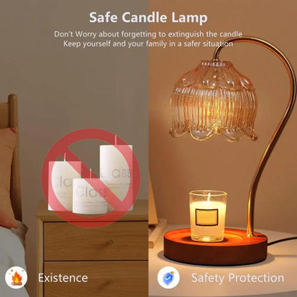 Candle Warmer Lamp Nightstand Lamp Dimmable/ Timer Aromatherapy Lamp without Fire High Quality Glass Lamp Shade