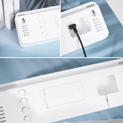 USB Powered Large Digital Wall Clock 9 Inch Temperature Humidity Week Auto Dimmer Table Clock Electronic LED Alarm Clock 12/24H