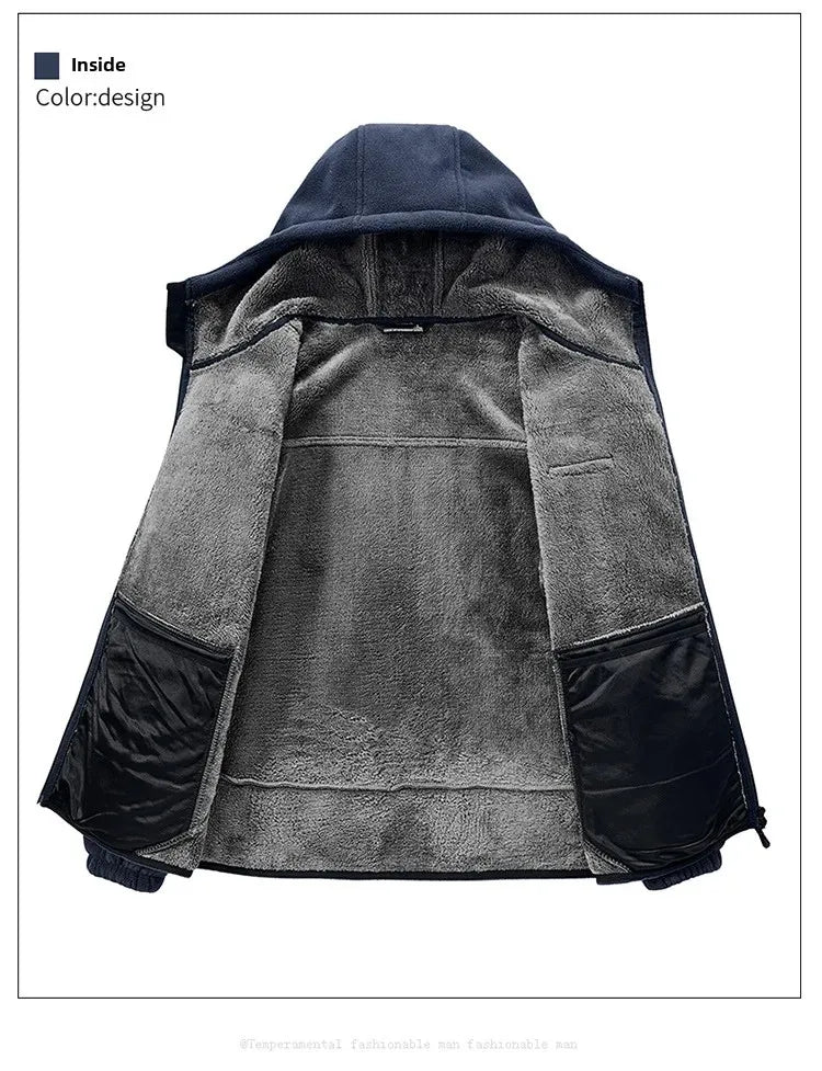 Autumn/Winter Men'S New Fleece-Lined Jacket Inner Lining Fleece-Lined Double Warm Loose Fit Men'S Jacket23