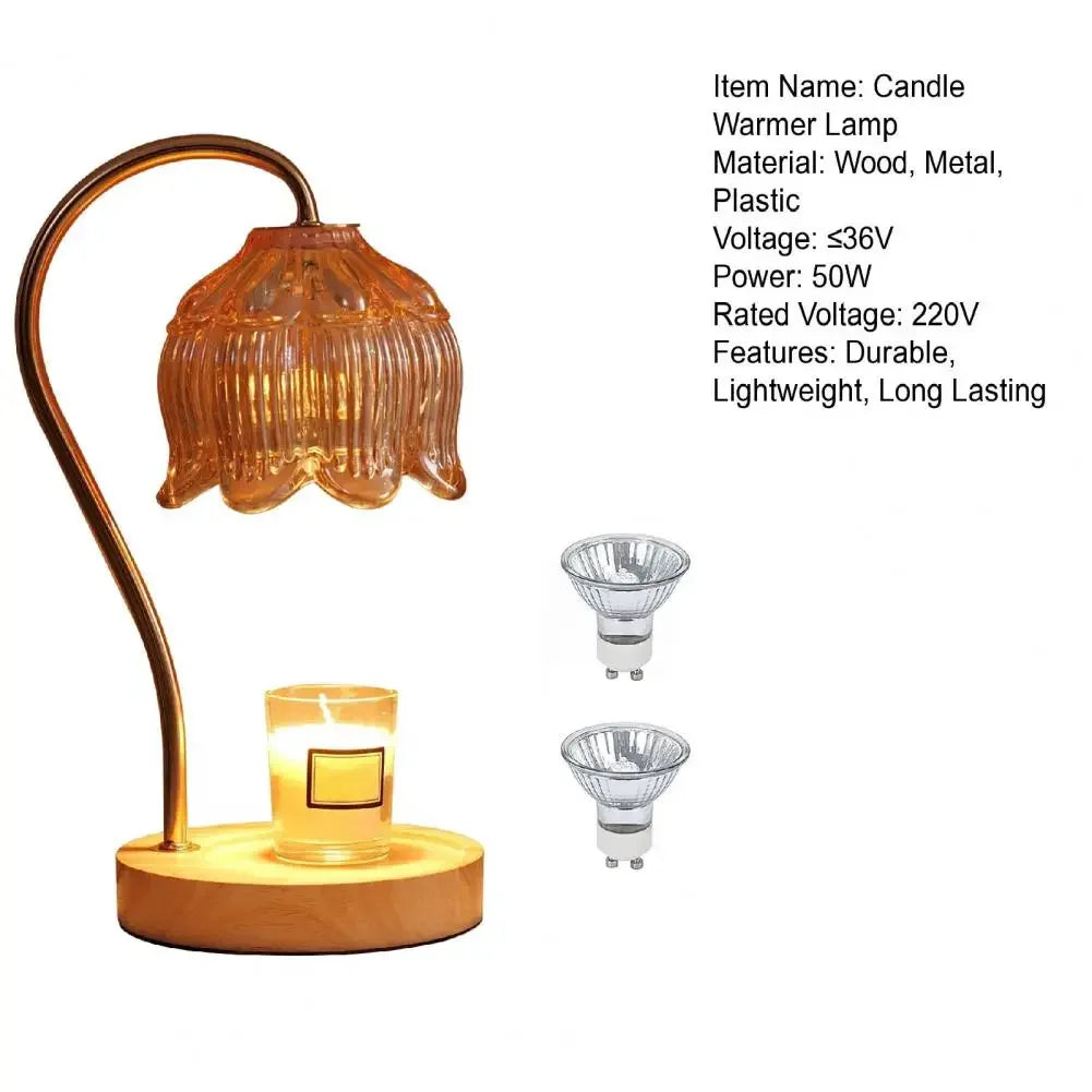 Candle Warmer Lamp Nightstand Lamp Dimmable/ Timer Aromatherapy Lamp without Fire High Quality Glass Lamp Shade