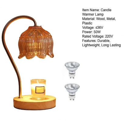 Candle Warmer Lamp Nightstand Lamp Dimmable/ Timer Aromatherapy Lamp without Fire High Quality Glass Lamp Shade