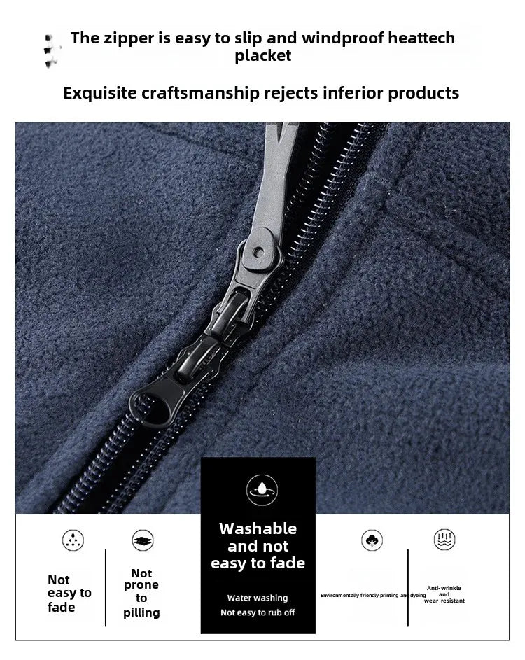 Autumn/Winter Men'S New Fleece-Lined Jacket Inner Lining Fleece-Lined Double Warm Loose Fit Men'S Jacket23