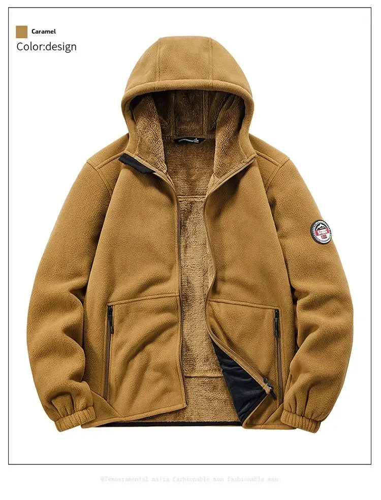 Autumn/Winter Men'S New Fleece-Lined Jacket Inner Lining Fleece-Lined Double Warm Loose Fit Men'S Jacket23