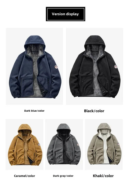 Autumn/Winter Men'S New Fleece-Lined Jacket Inner Lining Fleece-Lined Double Warm Loose Fit Men'S Jacket23