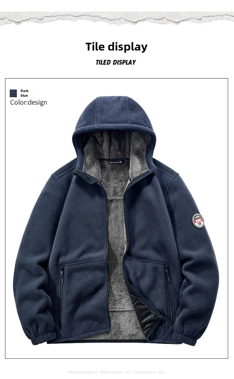 Autumn/Winter Men'S New Fleece-Lined Jacket Inner Lining Fleece-Lined Double Warm Loose Fit Men'S Jacket23